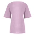 thumbnail image 5 of CHOK Mchoice Chemises pour Femmes 2024 à Manches Courtes Décontractées Hauts Grande Taille Col Rond Imprimé Ample Blouse en Coton et Lin à Boutons, 5 of 5