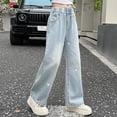 thumbnail image 2 of Girls' Straight Wide Leg Jeans | Comfy Stretch Denim Pants for Ages 5-15, 2 of 6