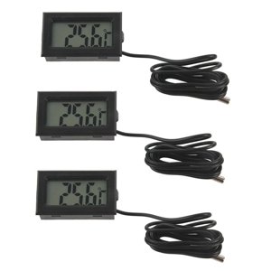 3X New Digital LCD Thermometer Temperature Gauge Probe Sensor -50°C TO +110°C Range,3x Digital Thermometer 3x Embedded hole,Silver