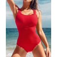 thumbnail image 2 of Charmo Womens Ribbed One Piece Swimsuits Scalloped Monokini Bathing Suits, 2 of 6