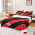 thumbnail image 1 of Erosebridal Ensemble de Draps à Rayures Géométriques Format Grand, Ensembles de Literie Art Abstrait Moderne Format Grand, Draps Rouges et Noirs Grand, Décoration de Chambre Super Douillette, 4 Pcs, 1 of 7