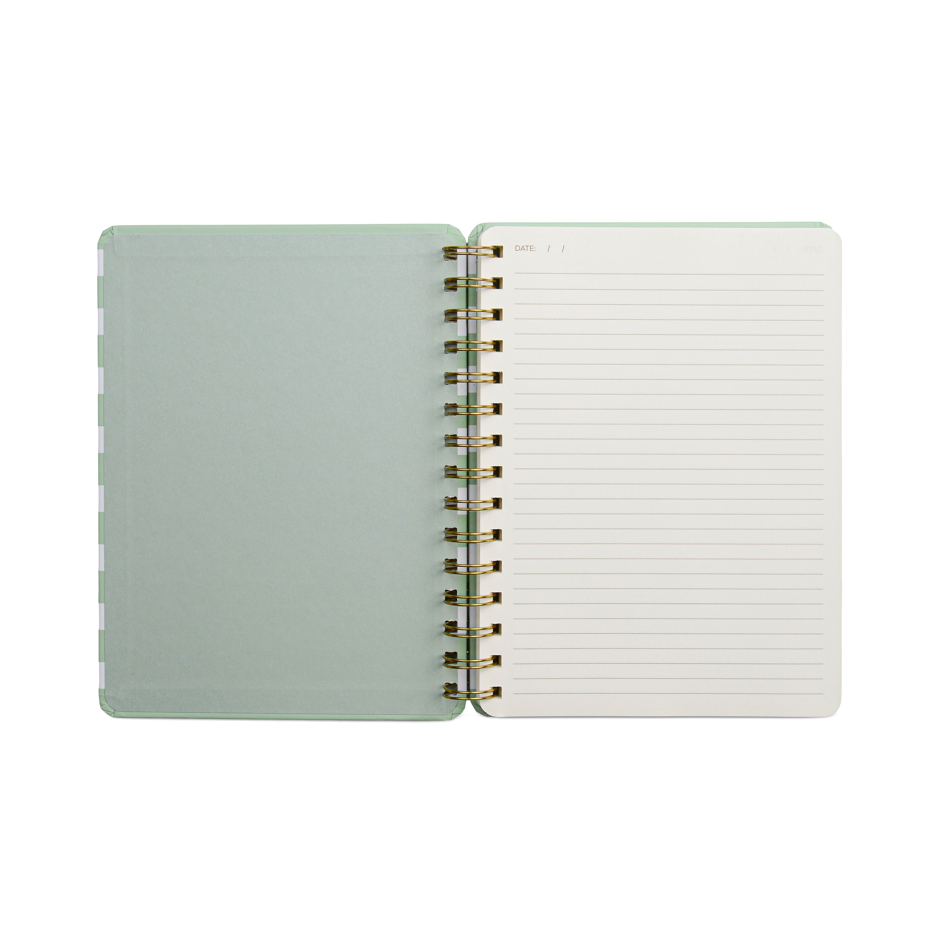 Carnet de notes Think Ink Twin Wire, rayures vertes et blanches de taille moyenne, format 6" x 8", 192 pages lignées