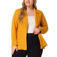 thumbnail image 1 of Agnes Orinda Women's Plus Size Blazer Button Notch Panel Ruffle Peplum Blazers 1X Yellow, 1 of 6
