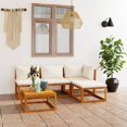 thumbnail image 1 of vidaXL 5 Piece Garden Lounge Set with Cushion Cream Solid Acacia Wood, 1 of 12