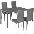 thumbnail image 1 of HOMCOM Ensemble de Table et de Chaises pour 4 Personnes, Table de Cuisine Rectangulaire en Verre avec Chaises., 1 of 9