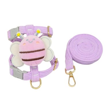 Riforla Ensemble Harnais et Laisse pour Chien avec Anneau en D en Métal Harnais Doux pour Petit Chien Laisses de Traction Sangle de Poitrine Violet P