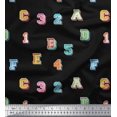thumbnail image 1 of Soimoi Japan Crepe Satin Fabric Numbers & Alphabets Text Printed Craft Fabric by The Yard 42 Inch Wide, 1 of 3