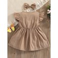 thumbnail image 3 of Honganda Girl Round Neck Dress, Children Solid Color Fly Sleeve Skirt Hairpin, 3 of 9
