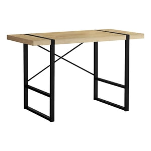 Monarch Specialties Bureau d'ordinateur, Bureau à la maison, Ordinateur portable, 48"l, Travail, Métal, Stratifié, Naturel, Noir, Contemporain, Moderne