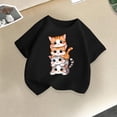thumbnail image 2 of Girls Tops Short Sleeve Animals Graphic Tees Summer T Shirts Crewneck Shirts Tees Black 2-4 Years, 2 of 4