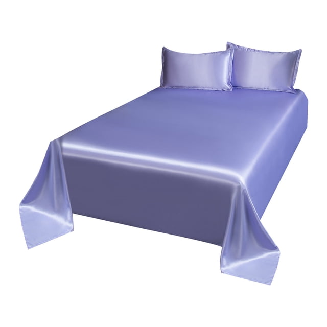 Ohufall Queen Bed Sheet Set 3 Piece Ice Silk Bed Sheets Solid Color Summer Cooling For Home