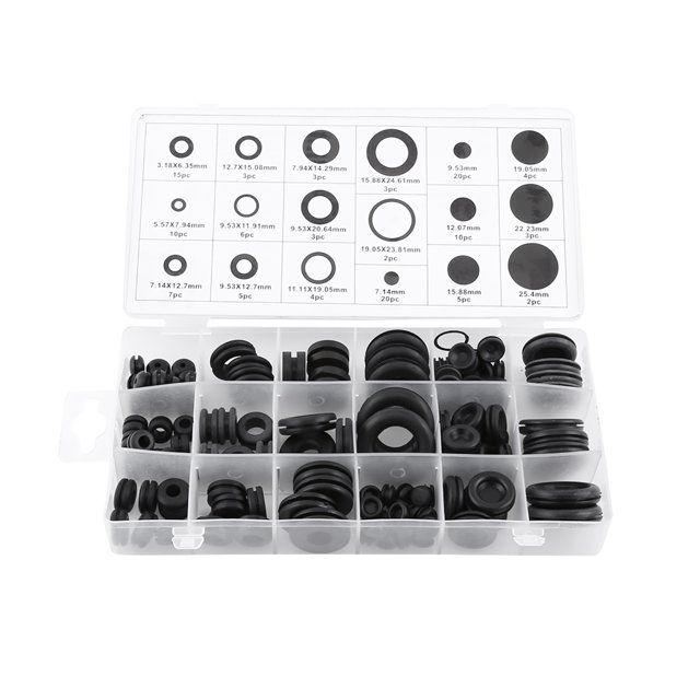 Rubber Grommet, Grommet Assortment, 125Pcs Electrical Wire Gasket Assortment Kit Rubber Grommets For PC Hardware Cables