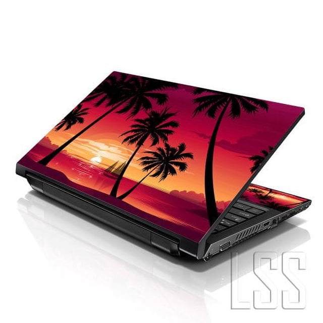 LSS Laptop Skin Sticker Decal Cover Hawaiian Paradise Palm Tree Fits 17" to 19"