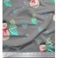 thumbnail image 1 of Soimoi Grey Rayon Fabric Snowman & Tree Christmas Print Fabric by Yard 56 Inch Wide, 1 of 3