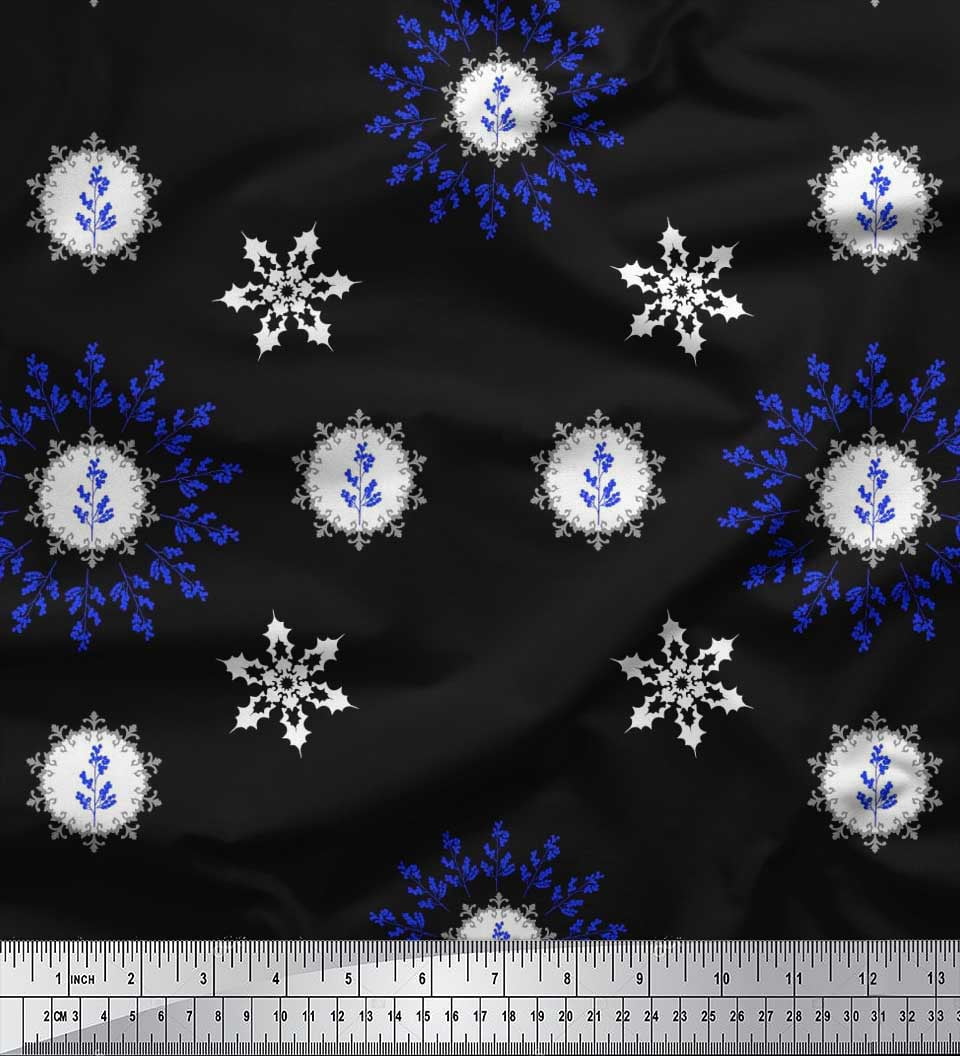 Soimoi Rayon Crepe Fabric Berries & Damask Decorative Print Fabric by Yard 46 Inch Wide