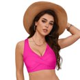 thumbnail image 3 of Huesdet Haut de Bikini pour Femmes Bretelles Spaghetti Réglables Haut de Maillot de Bain Col Rond Rembourré (Rose Vif, TG), 3 of 9