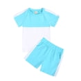 thumbnail image 1 of Ensemble Deux Pièces T-Shirts pour Filles Couleur Unie Col Rond Manches Courtes et Shorts, 1 of 8