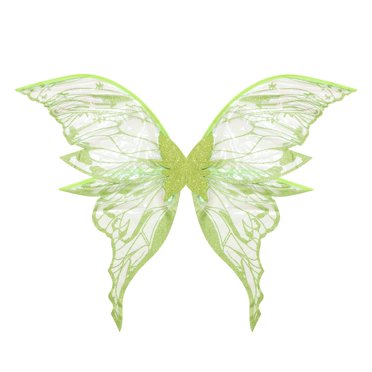 Green Organza Halloween Wings With Felting And Elastic Straps 90X70 Cm For Girls Women Costume And Photography Prop In Durable Fade Proof Material Green