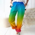 thumbnail image 3 of B91xZ Womens Pants Casual Linen Blend Drawstring Wide Leg Pant,Hot Pink M, 3 of 4