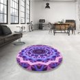 thumbnail image 4 of Ahgly Company Machine Washable Indoor Square Transitional Heliotrope Purple Area Rugs, 6' Square, 4 of 7