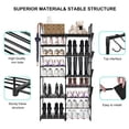 thumbnail image 4 of 9 Tier Stackable Shoe Rack with 4 Side Pockets and Hooks, 30 Pairs Durable Metal Pipes Shoe Shelf Tower Storage Organizer, Black, 4 of 8