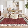 thumbnail image 2 of Garvee 8x10 Modern Bordered Area Rugs Floral Print Rug, Ultra-Soft Low Pile Non Slip Carpet Washable Stain Resistant Rug for Living Room Bedroom Home Office, Red, 2 of 8