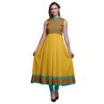 thumbnail image 1 of Bimba Robe Ikat Anarkali Goldenrod2 pour Femmes, Kurti Imprimée Ethnique Indienne, Longue Kurta, Robe de Fête, XX-Grand, 1 of 6