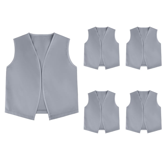 TOPTIE Kid Volunteer No-Button Child Vest Waistcoat Party Vests 5 Packs-Gray-L