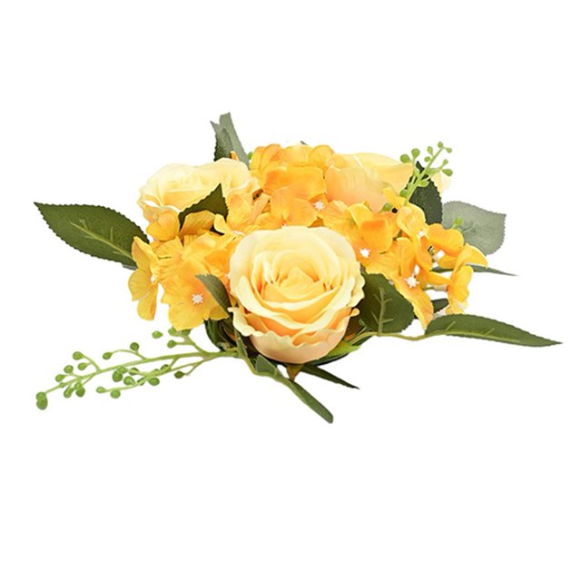 European Artificial Rose Candlestick Wreath For Table Wedding Decoration 20cm Artificial Rose Wreath Christmas Decor Window Prop