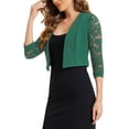 thumbnail image 4 of INSPIRE CHIC Robe Cardigan pour Femmes en Dentelle à Panneaux, Ouverte à l'Avant, Manches Longues, Boléro Court de Bureau, 4 of 5