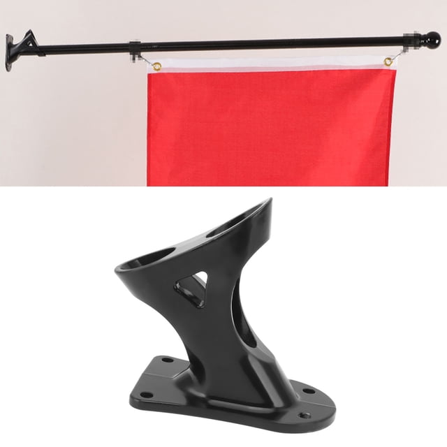 Flag Holder, 1in Inner Diameter Aluminum Alloy Flag Pole Bracket Practical 2 Position Rust Proof Stable Fixing Flag Holder for Wall Roof Outdoor Railing