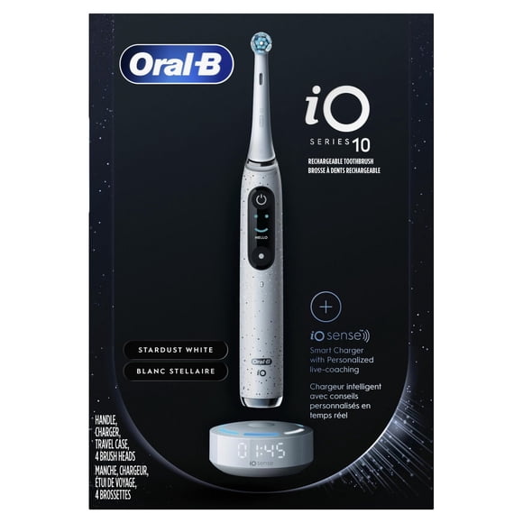 Oral-B iO Series 10 Rechargeable Electric Toothbrush with Ultimate Clean and Gentle Care Replacement Brush Heads, White, and Charger