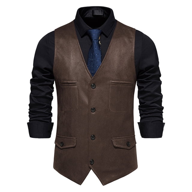 LOVZFMLL Débardeurs pour Hommes Unis Mode Décontractée à Boutons Hauts de Costume de Scène Débardeurs Blouse