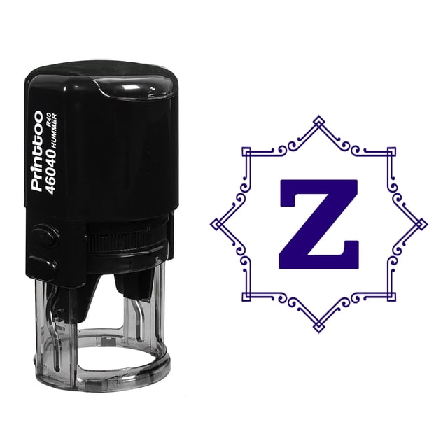 Printtoo Tampon en Caoutchouc Auto-Encriant Cadre Tourbillon Celtique Octogone Alphabet Z Monogramme Initiale R-40 Papeterie de Bureau