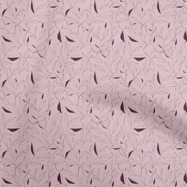 oneOone Viscose Chiffon Light Pink Fabric Line Drawing Leaf Sewing Craft Projects Fabric Prints By Yard 42 Inch Wide