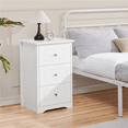 thumbnail image 2 of FullFurnique Modern Wooden End Table with Three Drawers, White, 2 of 8