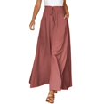 thumbnail image 1 of GZWYHT Wide Leg Pants,Palazzo Pants,Women's Wide Leg Pants Flowy Ruffle Solid Color Drawstring Waist Pants,Flowy Pants,High Waisted Pants,Sweatpants Women,Watermelon red,M, 1 of 4