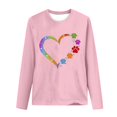 thumbnail image 4 of Pisexur Hauts d'Automne pour Femmes Mode Mignon Cœur Graphique Imprimé T-Shirt Hauts Col Rond Manches Longues Chemises pour Femmes Habillées Décontractées Sorties Hauts Confort Polyvalent Léger T-Shirts, 4 of 5