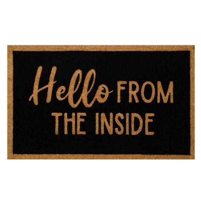 "Hello from The Inside" Welcome Decor Doormat Non-Slip Washable Mats Indoor Entrance Front Doormat Natural, Low Profile, Durable Rug Perfect for Front Door and Entryway - Outdoor/Indoor 16x24IN