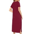 thumbnail image 4 of Timegard Night Shirts for Women Sleepwear Zipper Robe 3/4 Sleeve Side Split Lounge Dress with Pockets, 4 of 7