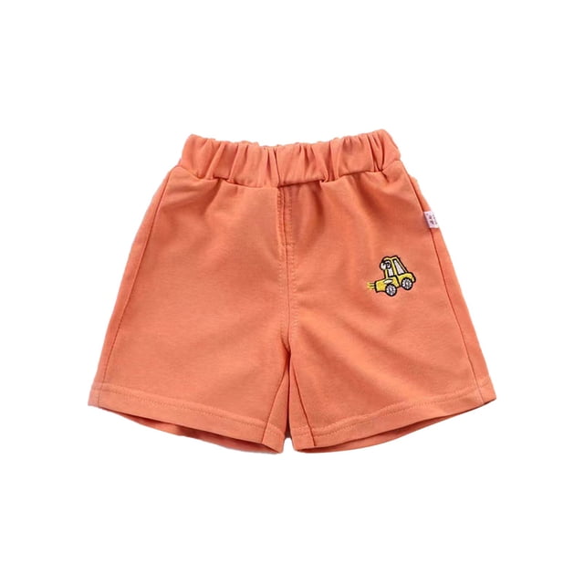 MIASHUI Shorts Décontractés pour Garçons, Été, à Enfiler, Unis avec Poches, Orange, 4-5 Ans