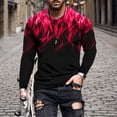thumbnail image 2 of XZNGL Flame Print Round Neck Long Sleeve Mens Tshirt, 2 of 9