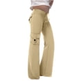 thumbnail image 1 of GreatBaby Girls Solid Color Cargo Jogger Pants Multi-Pocket Trousers with Drawstring Kids Casual Fall Spring Everyday Bottoms, 1 of 6