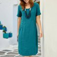 thumbnail image 4 of Gspmoly Robes Grande Taille pour Femmes aux Formes, Mode d'Été pour Femmes Robe Mi-Mollet à Manches Courtes à Col Rond Robe Imprimée Robes de Travail pour Femmes jusqu'à 70 % de Rabais, 4 of 8