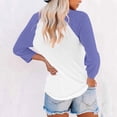 thumbnail image 4 of Hauts à Manches 3/4 pour Femmes Hauts Décontractés à Manches Raglan Col en V Tuniques Basiques Blouses Été 2025, 4 of 7