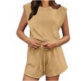 thumbnail image 1 of Penkiiy Womens 2024 Rompers Open Back Jumpsuits Onesie One Piece Sweatsuit Outfits with Pockets M Khaki, 1 of 9