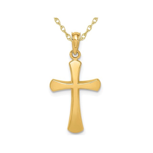 14K Yellow Gold Cross Pendant Necklace with Chain