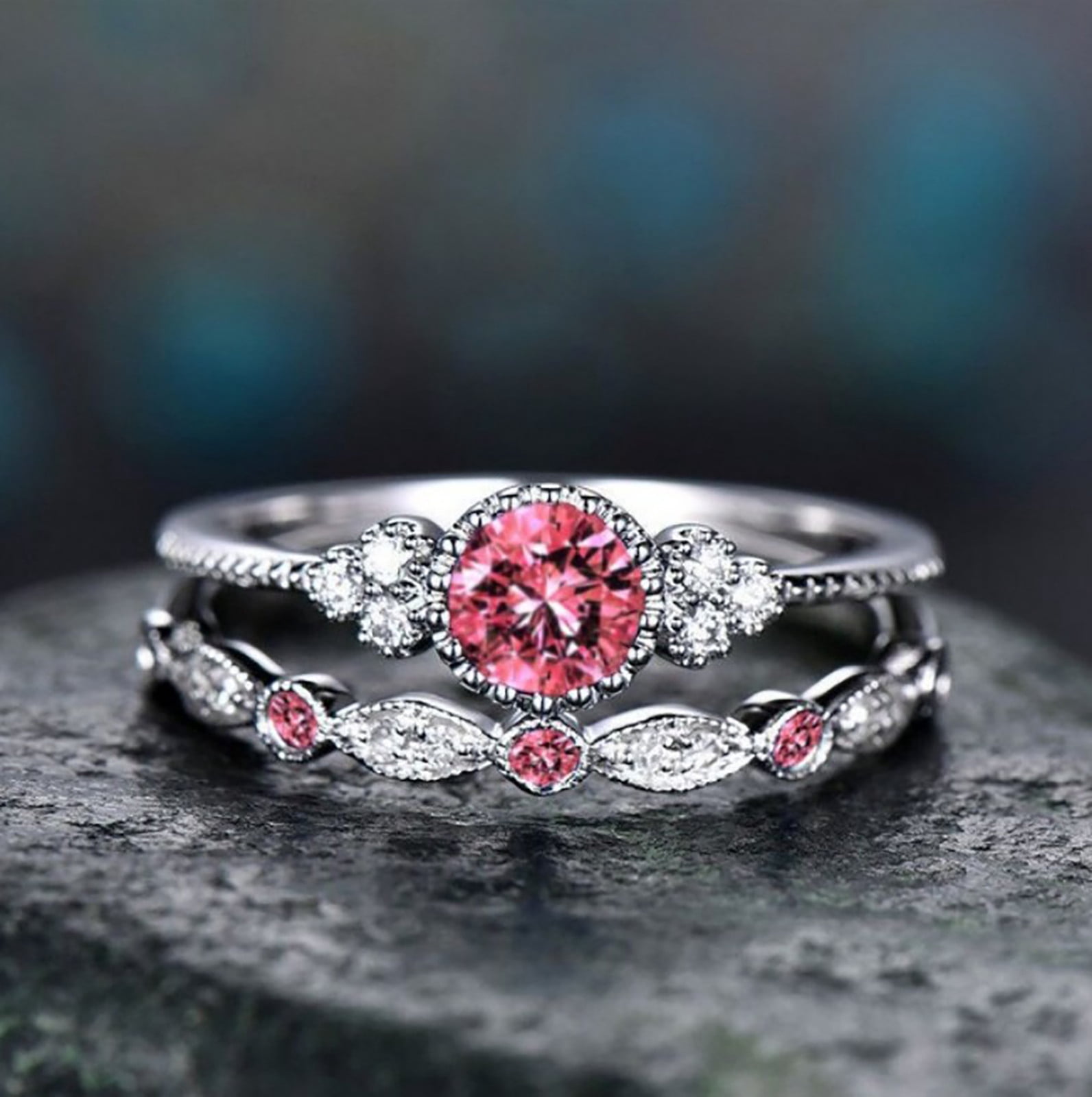 TopLLC Bague en Diamant en Acier Inoxydable Incrustée de Diamant pour Drainage du Métabolisme Ring Ring Ring