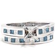 thumbnail image 1 of Ensemble de Bagues de Fiançailles et de Mariage en Diamant Princesse Bleu 1 Ct Semi-Monture, 1 of 2