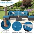 thumbnail image 4 of YODOLLA 7-Piece Patio Furniture Set, Black Rattan Wicker Outdoor Sectional Sofa Couch with Table Patio Conversation Set for Lawn& Backyard In Blue, 4 of 8